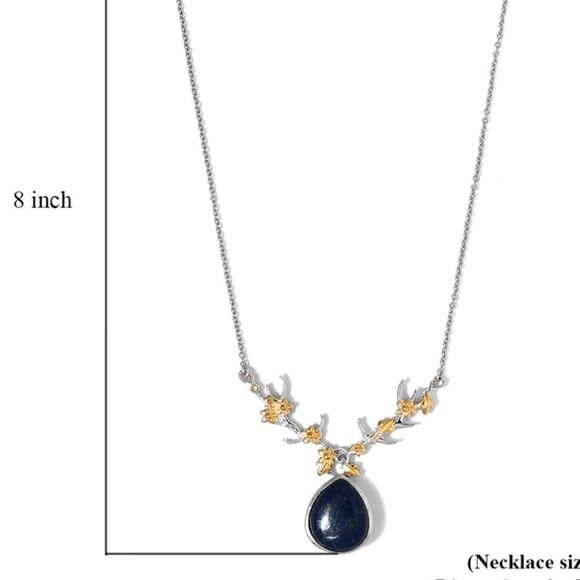 Karis Lapis Lazuli Fancy Necklace 18 Inches in 18K YG Plated and Platinum Bond - Picture 6 of 6